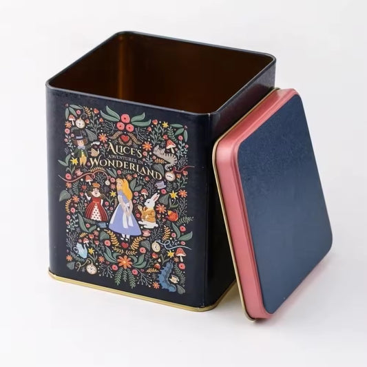 Alice in Wonderland  Square Metal Tin Box
