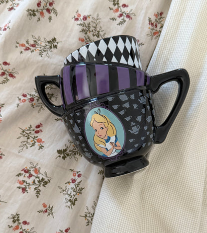 Alice in Wonderland Stacked  black Teacup